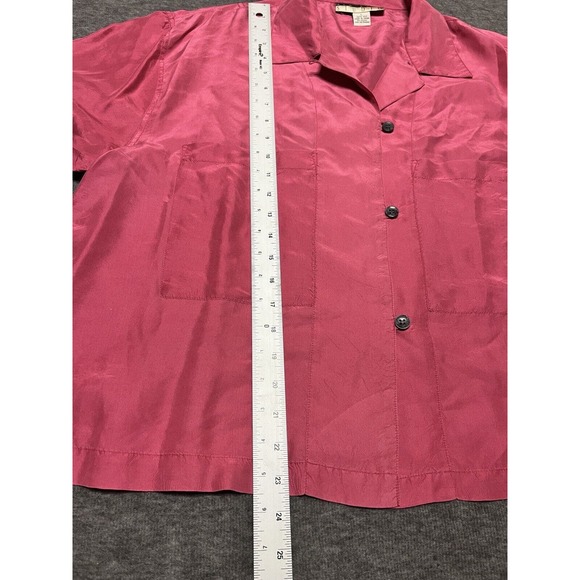 New York Studio Top Womens Large Silk Front Pockets Buttons Workcore Boxy Loose - Picture 5 of 8